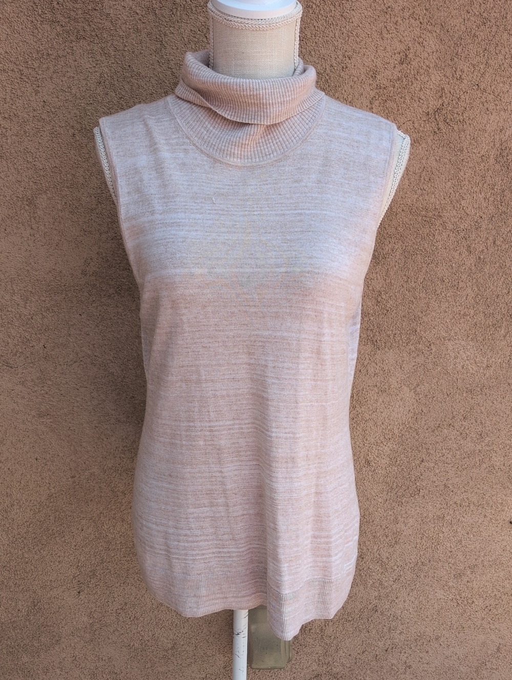 Calvin Klein Sleeveless Turtleneck Cotton Blend Sweater Minimalist Careerwear